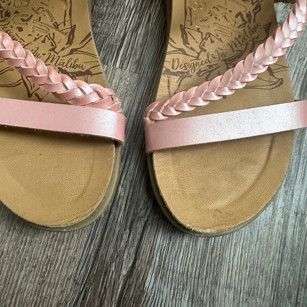 Blowfish Malibu Kids Metallic Pink‎ Braided T-Strap Sandals Size 12 B130